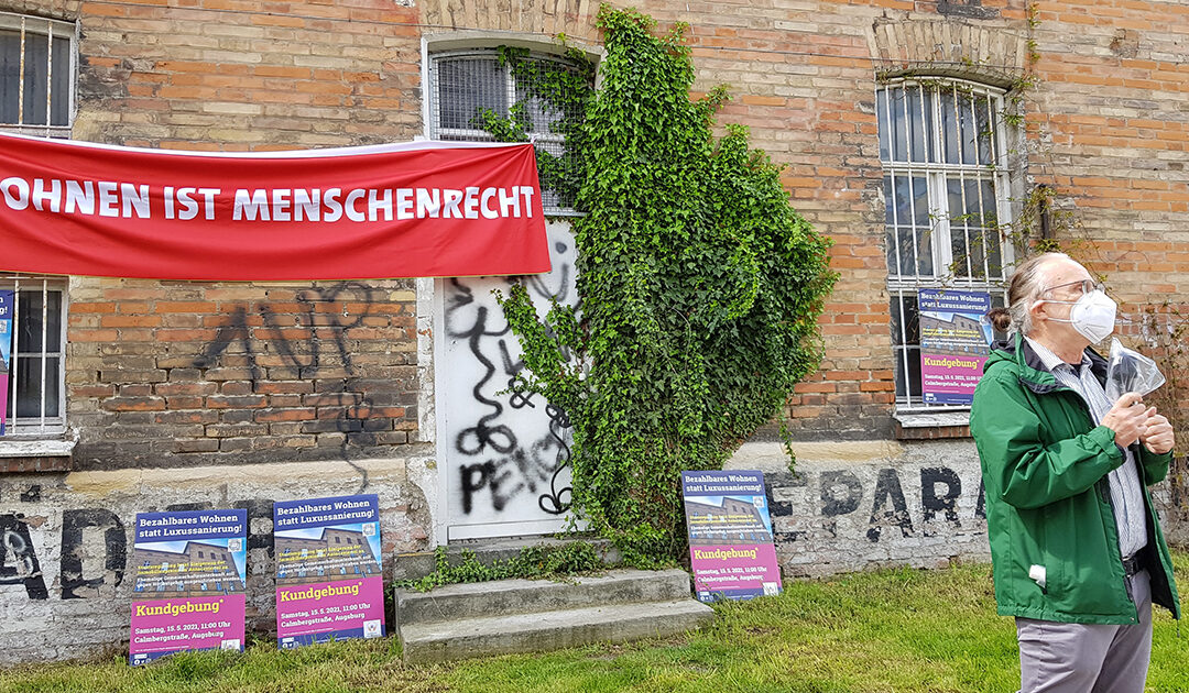 Demonstration gegen Verkauf der ehemaligen Asylunterkunft in der Calmbergstraße